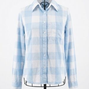 Kittenish Blue and White Plaid Button Down Shirt